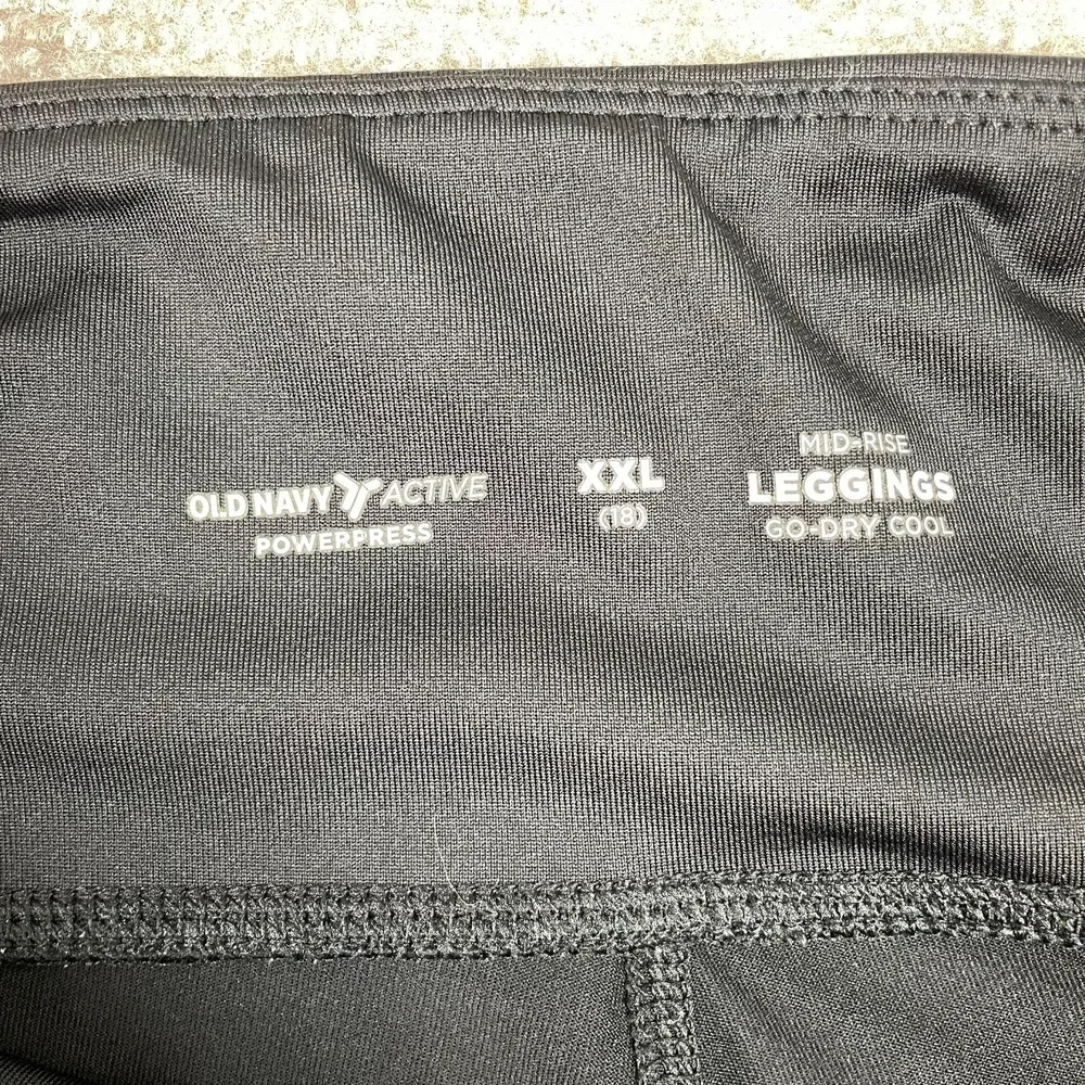 Old Navy Active Powerpress Leggings Girls 2XL 18 Black Mid Rise Go Dry Cool